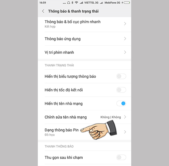 Đổi hiển thị Pin